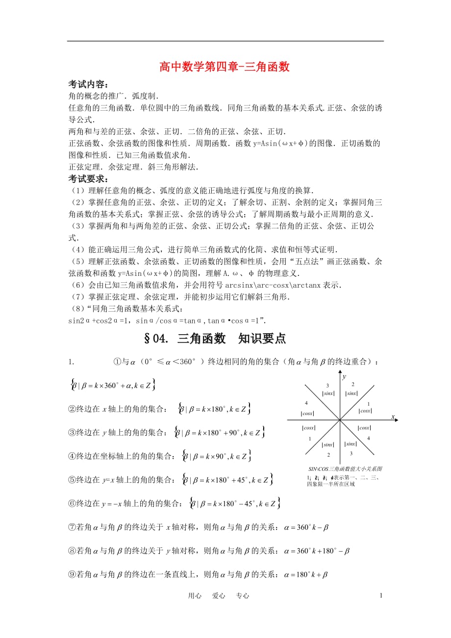 高中数学 三角函数知识点总结教案 新人教版必修4.doc_第1页