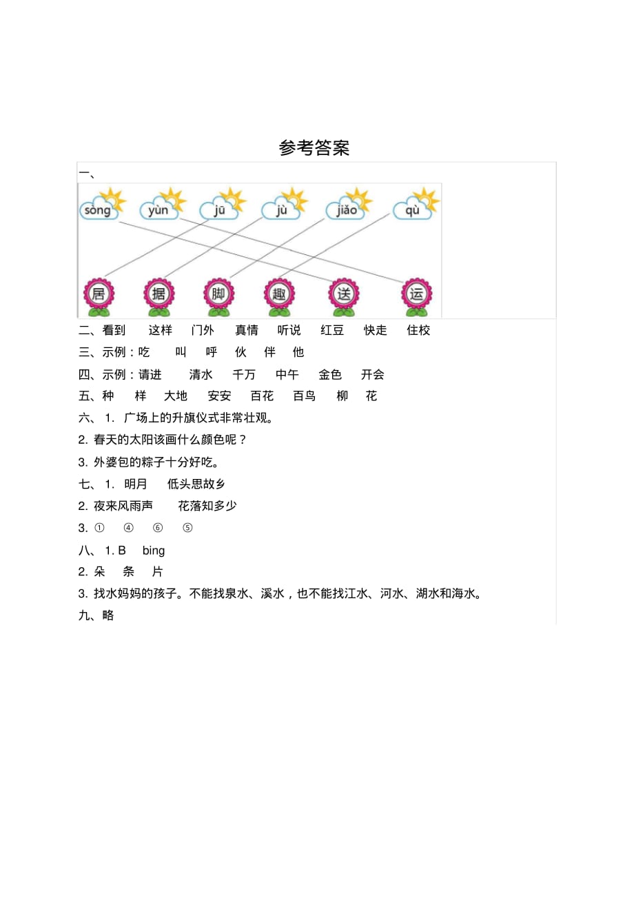 小学一年级语文下册期中测试卷及答案-部编版(20200707203646)_第4页