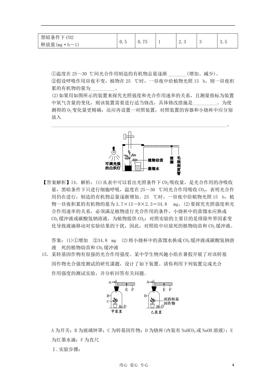 2012高中生物 4.2光合作用每课一练24 苏教版必修1.doc_第4页