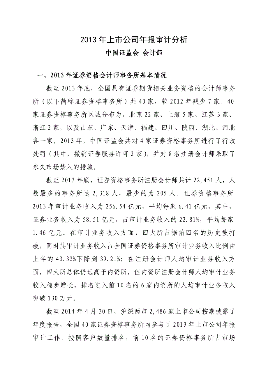 2013年上市公司年报审计分析_第1页