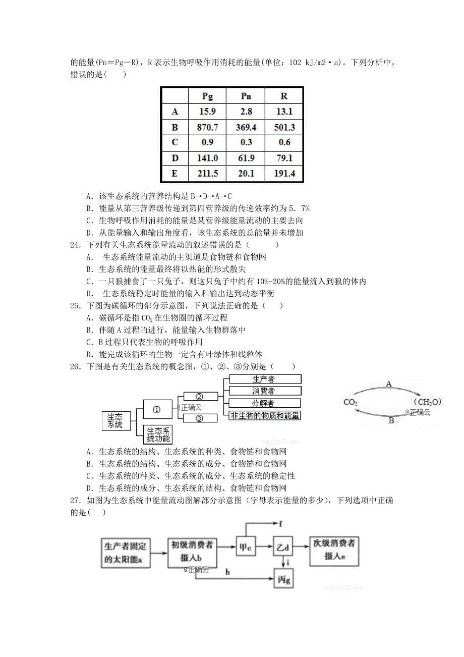 山西省运城市永济涑北中学2019-2020学年高二生物12月月考试题[含答案].pdf_第5页