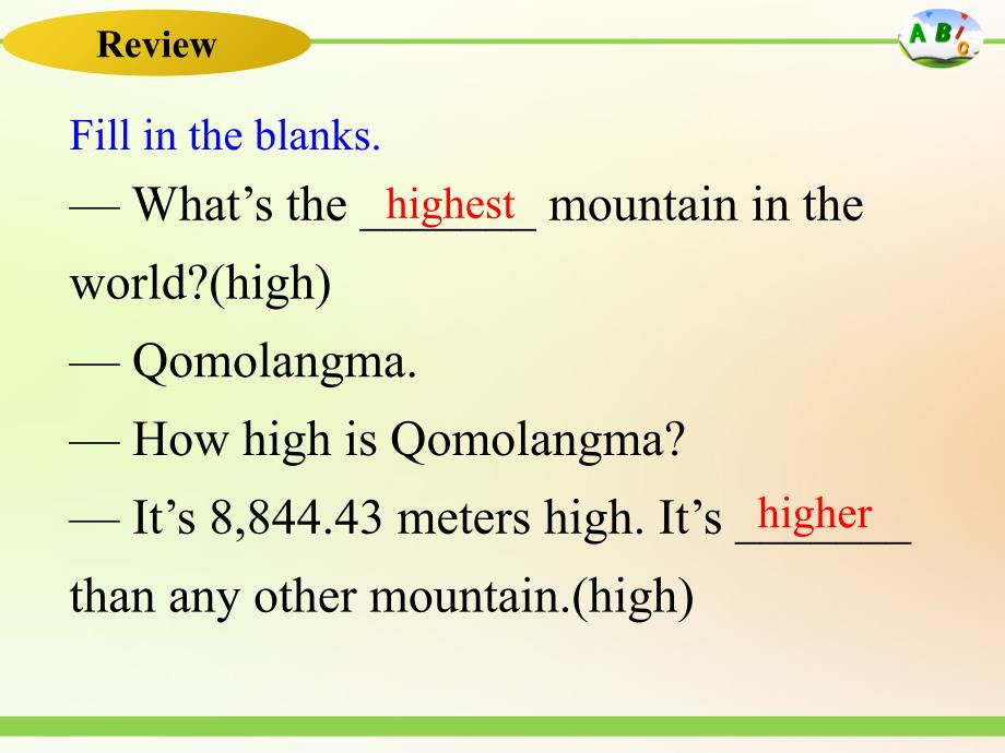 Unit7 What27s the highest mountain in the world SectionA(Grammar_Focus-4c)精品课件培训讲学_第4页