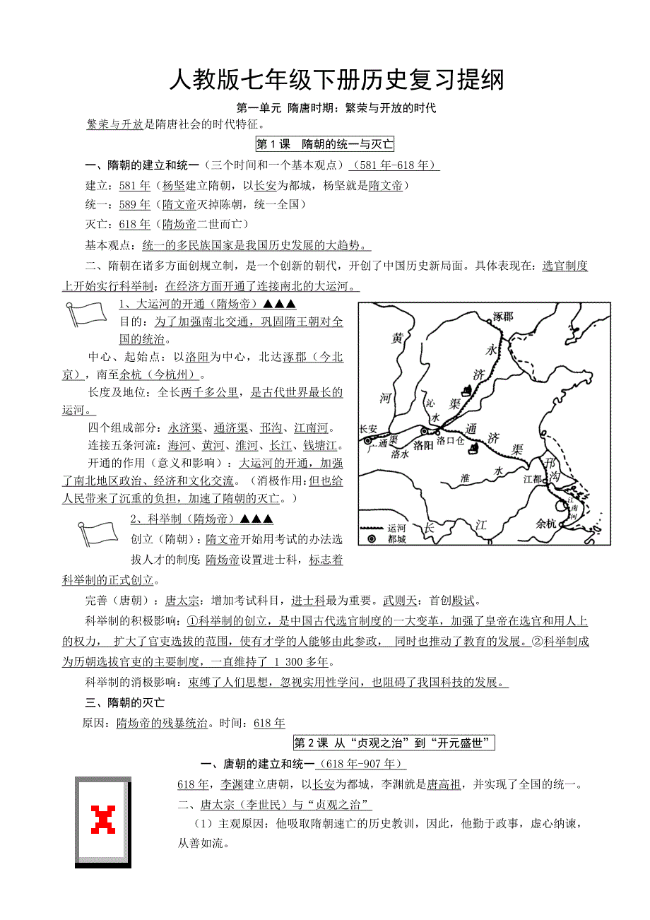 人教部编版历史七年级下册-复习提纲.doc_第1页