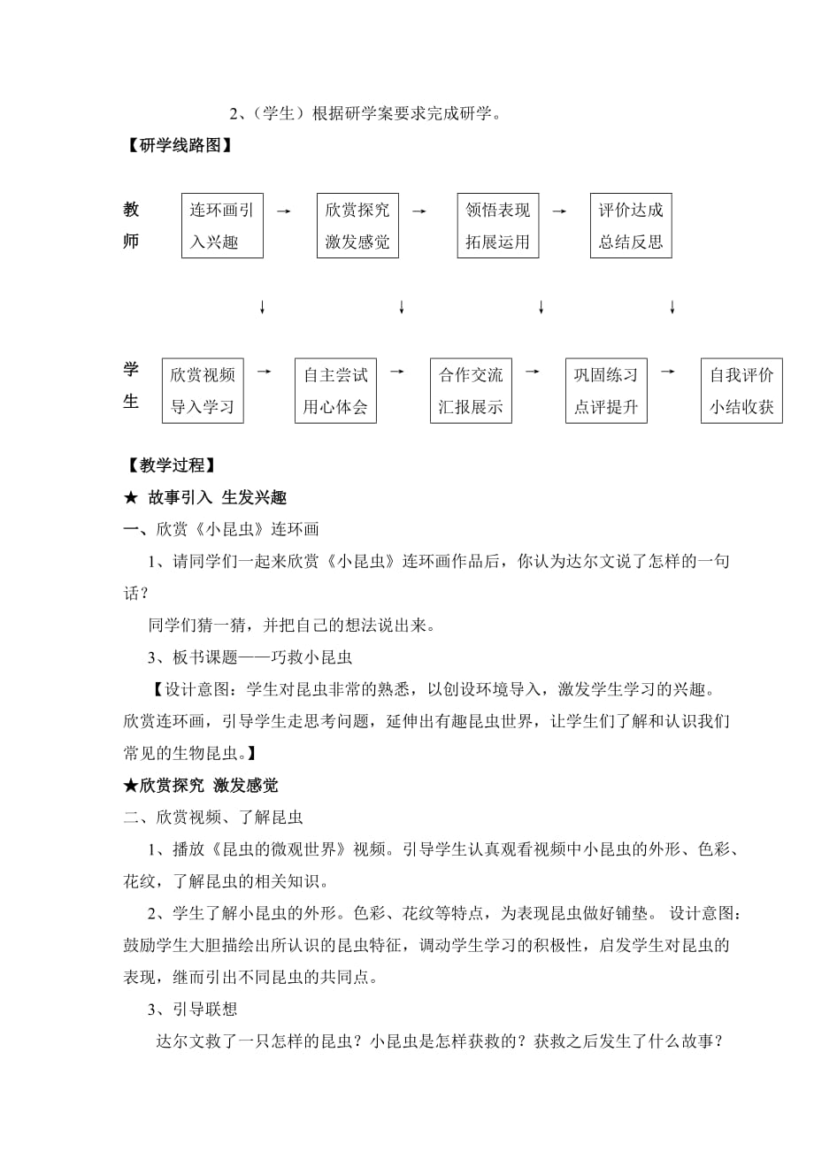 二年级上册美术教案及教学反思-2.5 巧救小昆虫丨岭南版_第2页