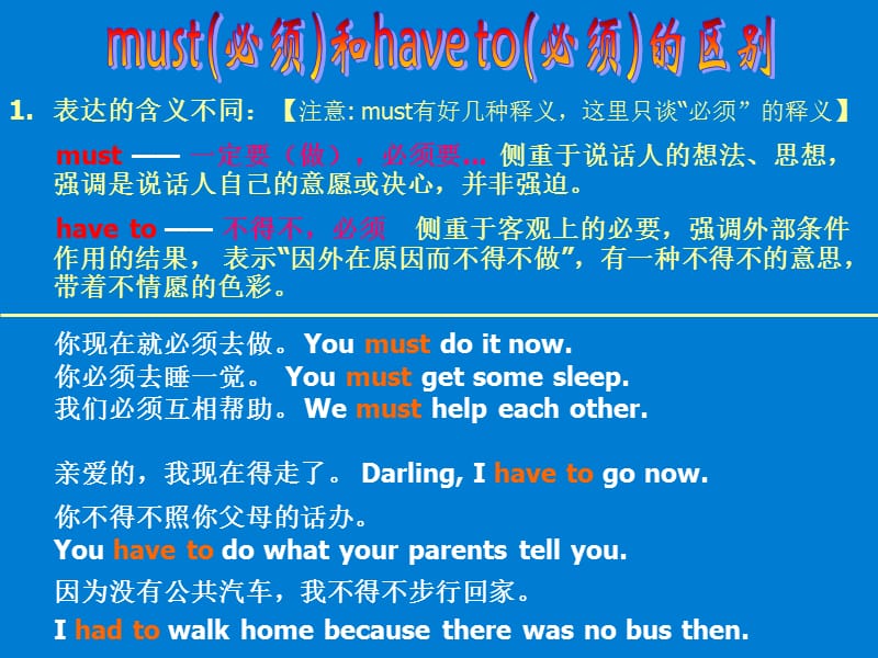 must(必须)和have to(必须)的区别教学提纲_第1页