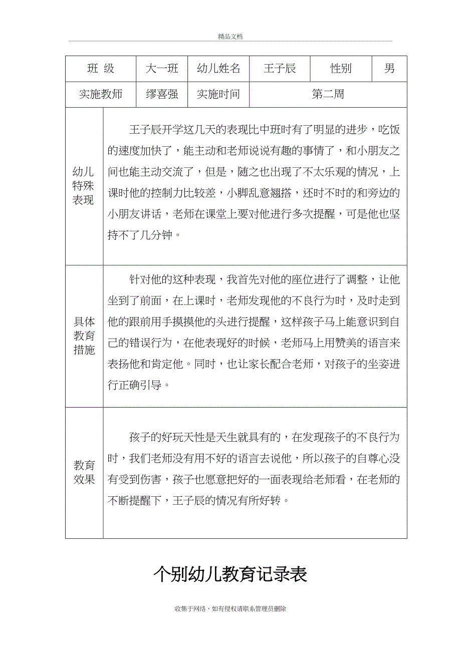 个别幼儿教育记录表复习过程_第4页