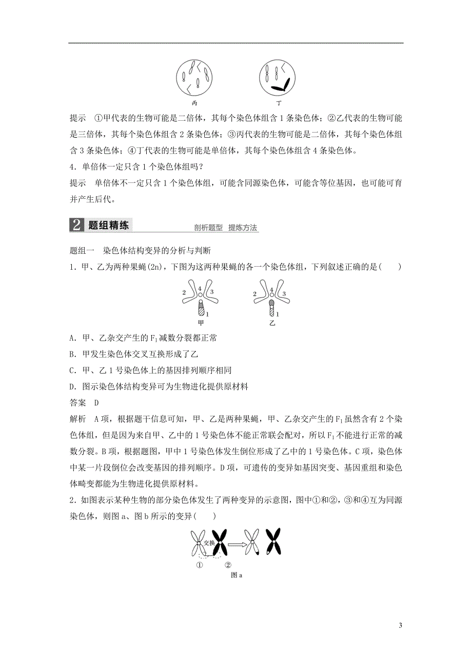 高考生物一轮复习第六单元生物的变异与进化第22讲染色体畸变与育种讲义浙科版_第3页