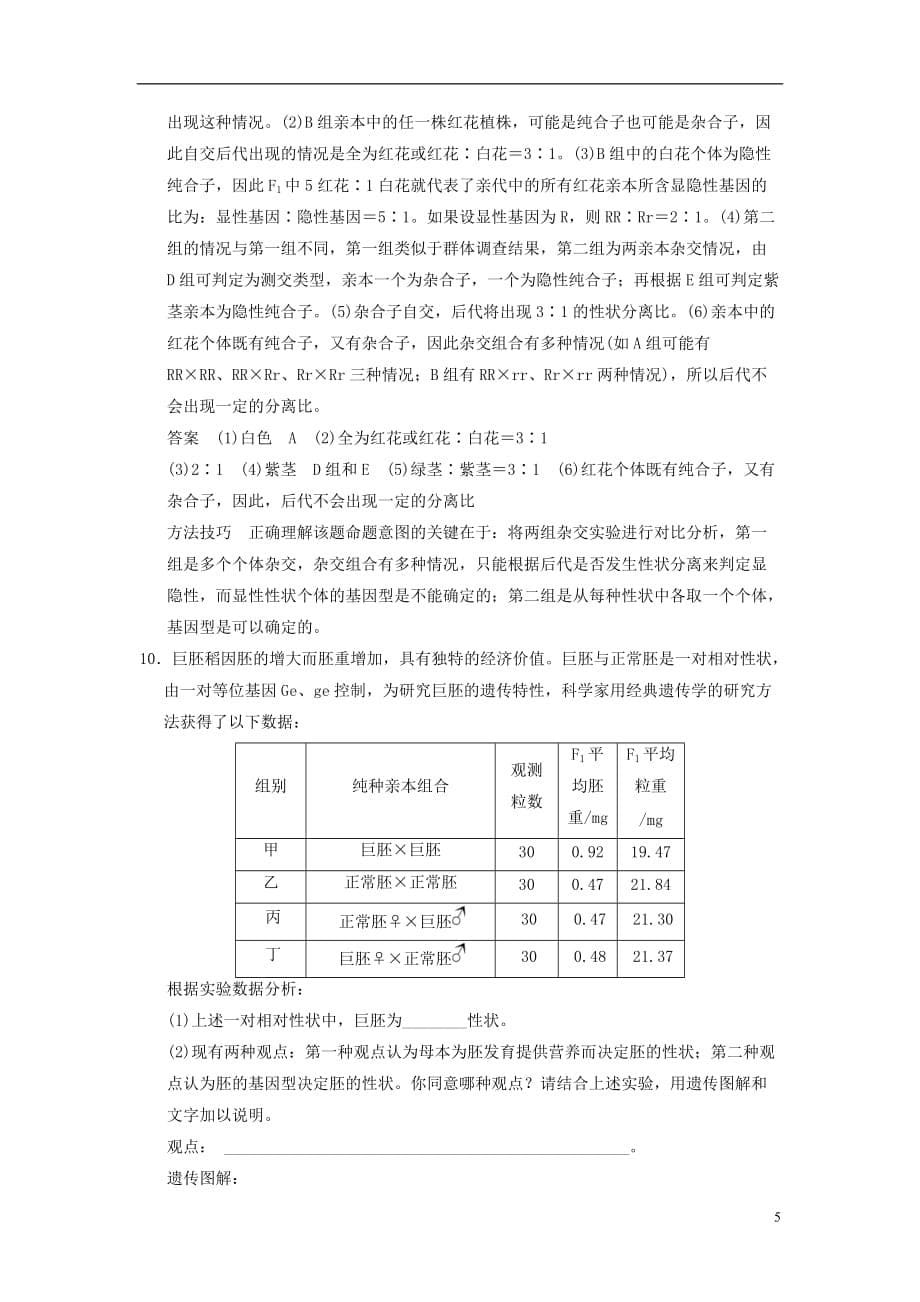 【创新设计】届高考生物一轮复习 211 遗传的基本规律及其细胞学基础限时训练_第5页