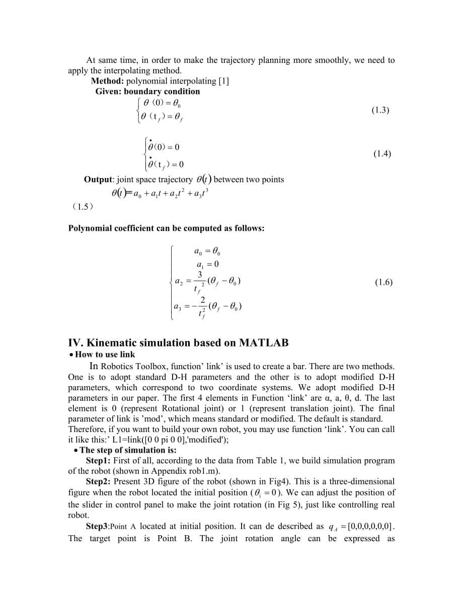 基于 MATLAB 的 PUMA560 机器人运动仿真与轨迹规划 5.doc_第5页