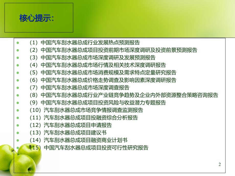 汽车刮水器总成项目可行性报告提纲电子教案_第2页