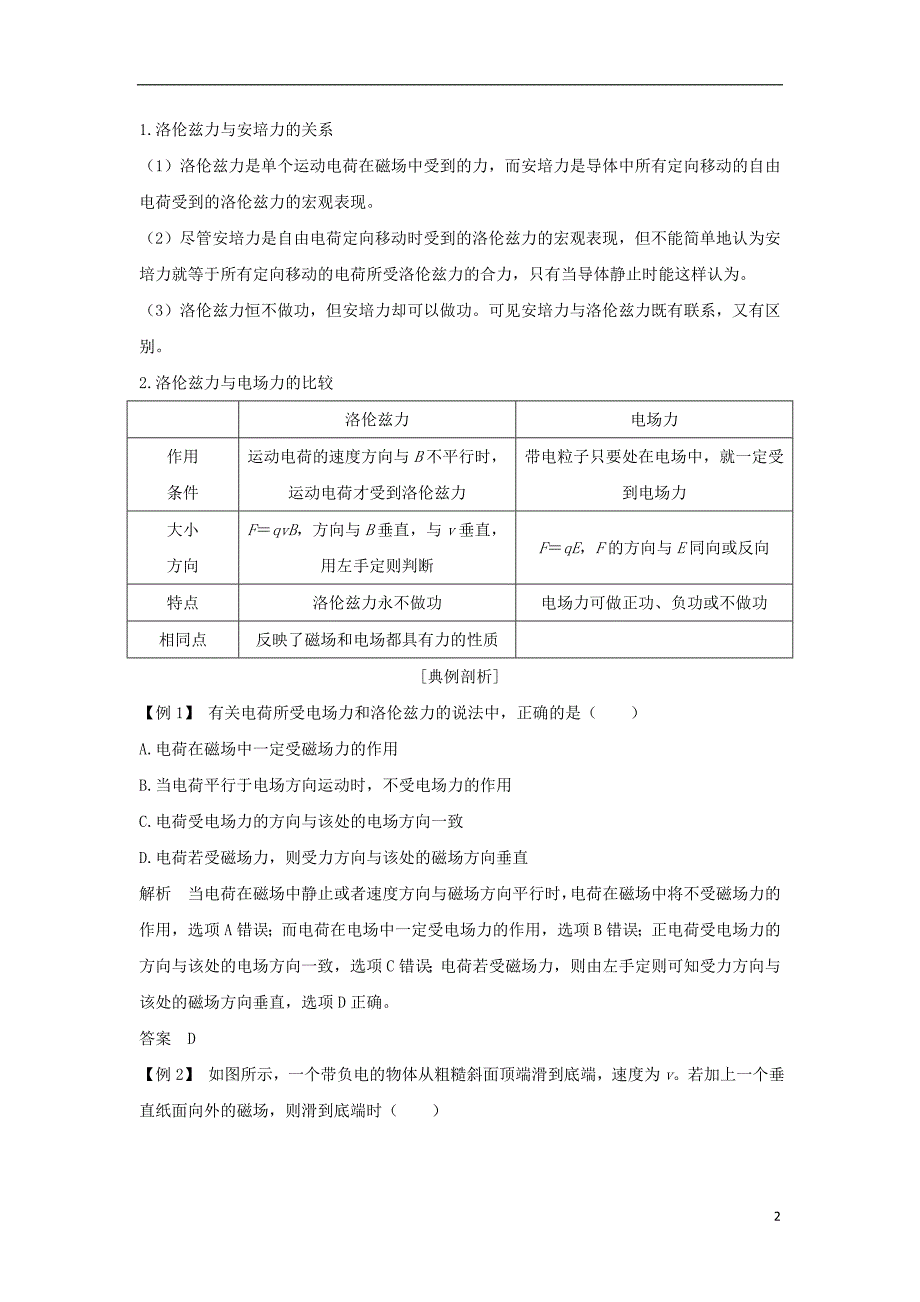 （浙江专）高考物理大一轮复习第八章磁场第2课时磁场对运动电荷的作用学案_第2页