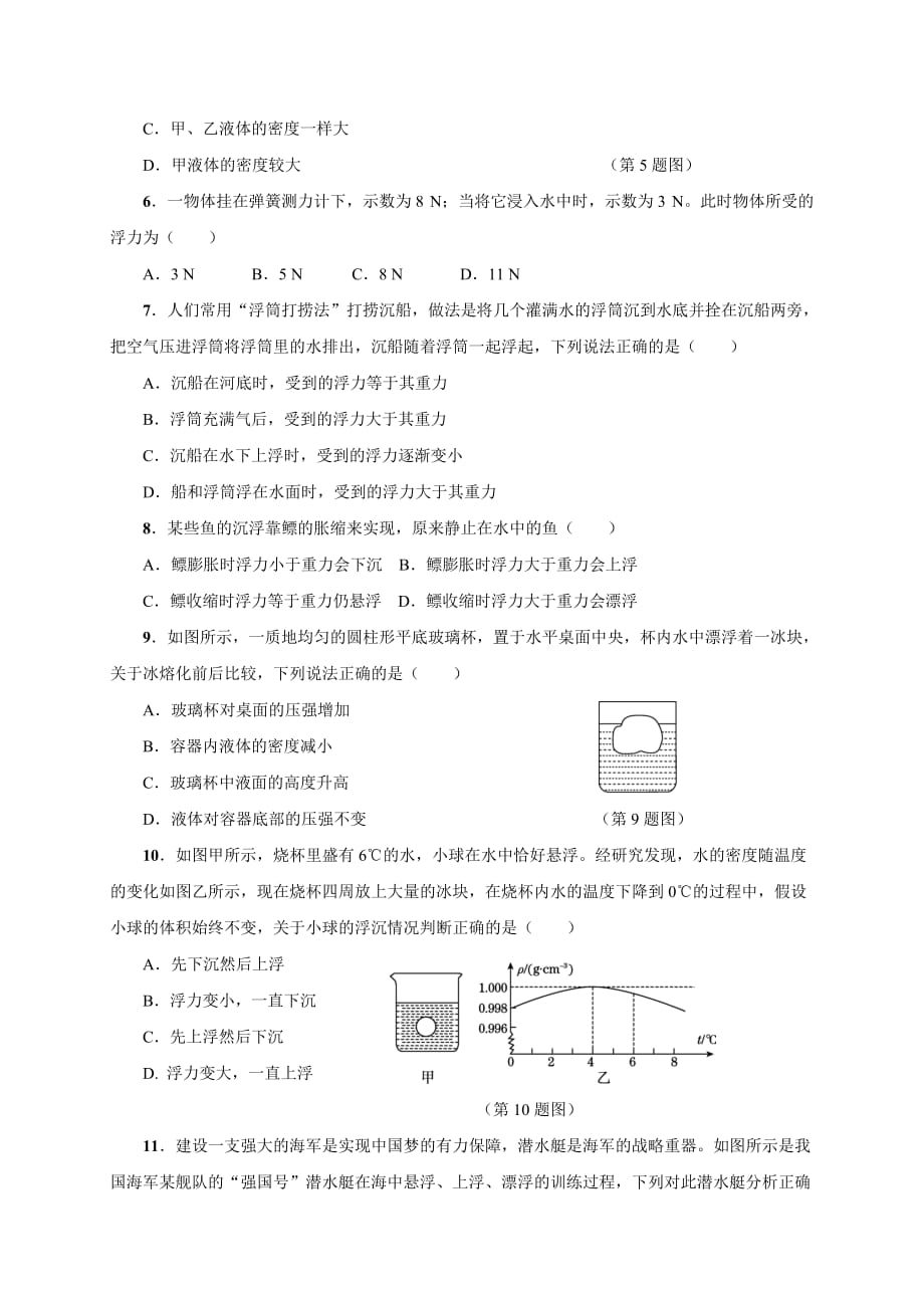 第10章 《浮力》达标检测-2019-2020学年八年级物理期中期末复习专项训练(人教版下册)_第2页