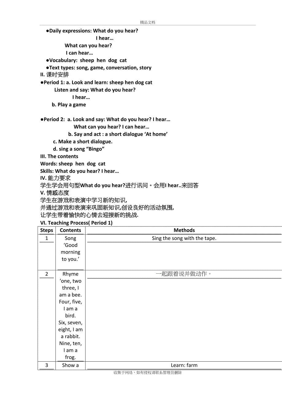 深圳牛津版小学英语一年级下(1B)教案资料_第5页