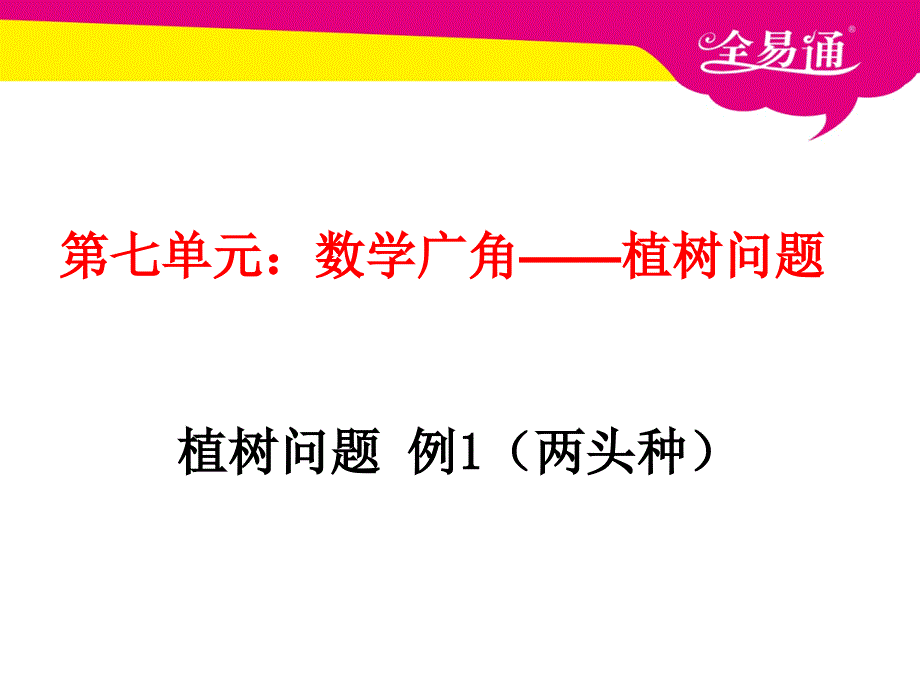 第七单元 数学广角——植树问题 植树问题 例1 （两头种）.ppt_第1页