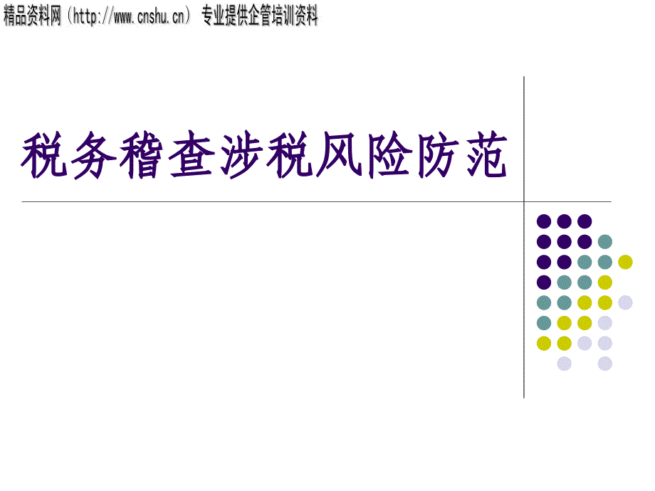 {企业风险管理}企业税务稽查涉税风险防范某市_第1页