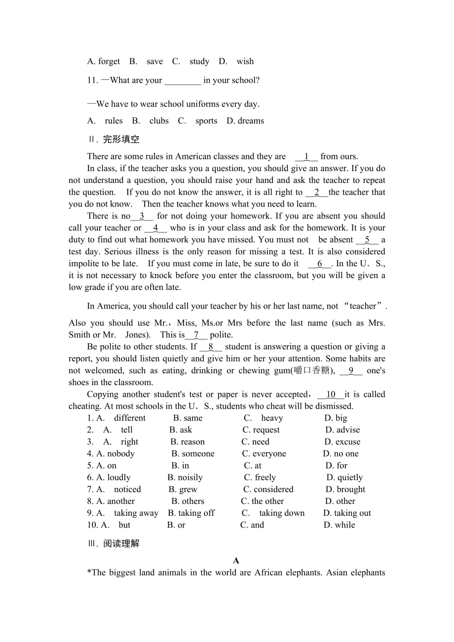 4. 七年级（下）Units 4-6（word版习题）.doc_第2页