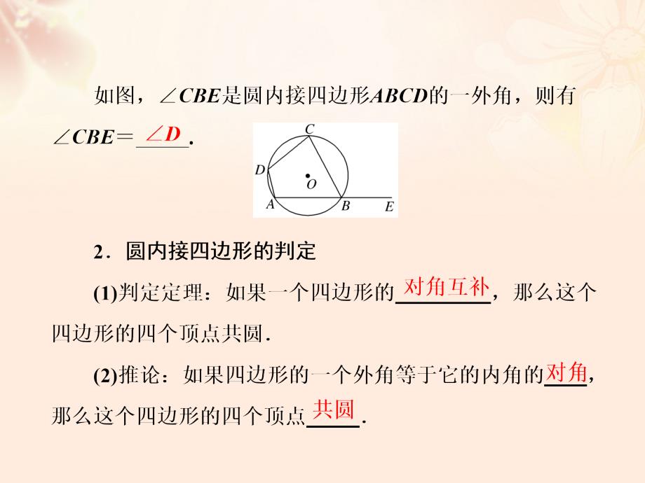 高中数学第二讲二圆内接四边形的性质与判定定理课件新人教A版选修4-1_第2页