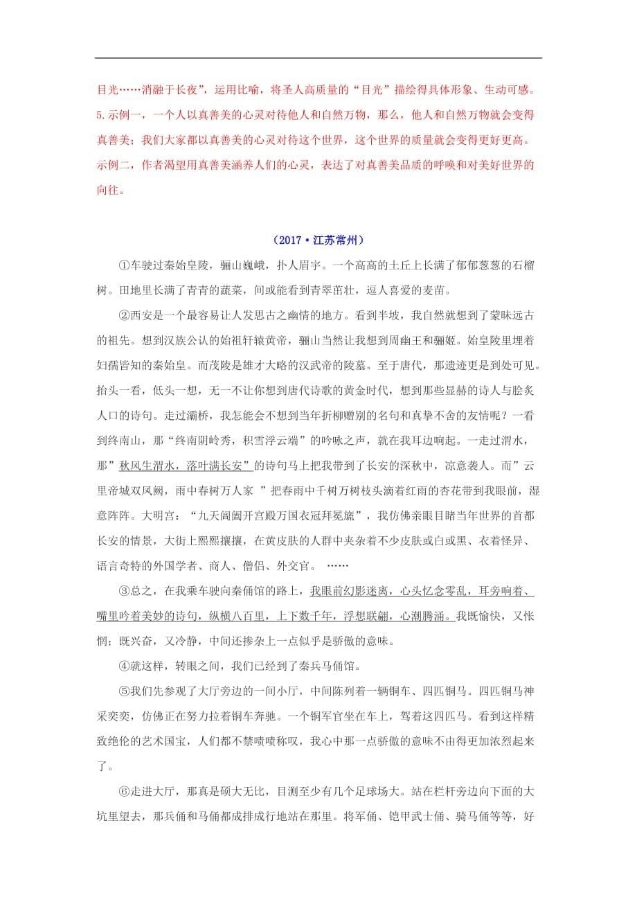 中考专项训练记叙文　品读精彩语言体悟表达深意（知识点+针对训练）.doc_第5页