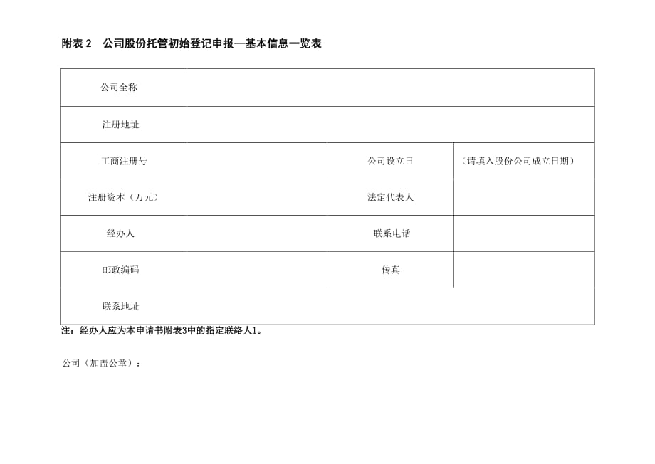 公司股份托管初始登记申请书_第4页