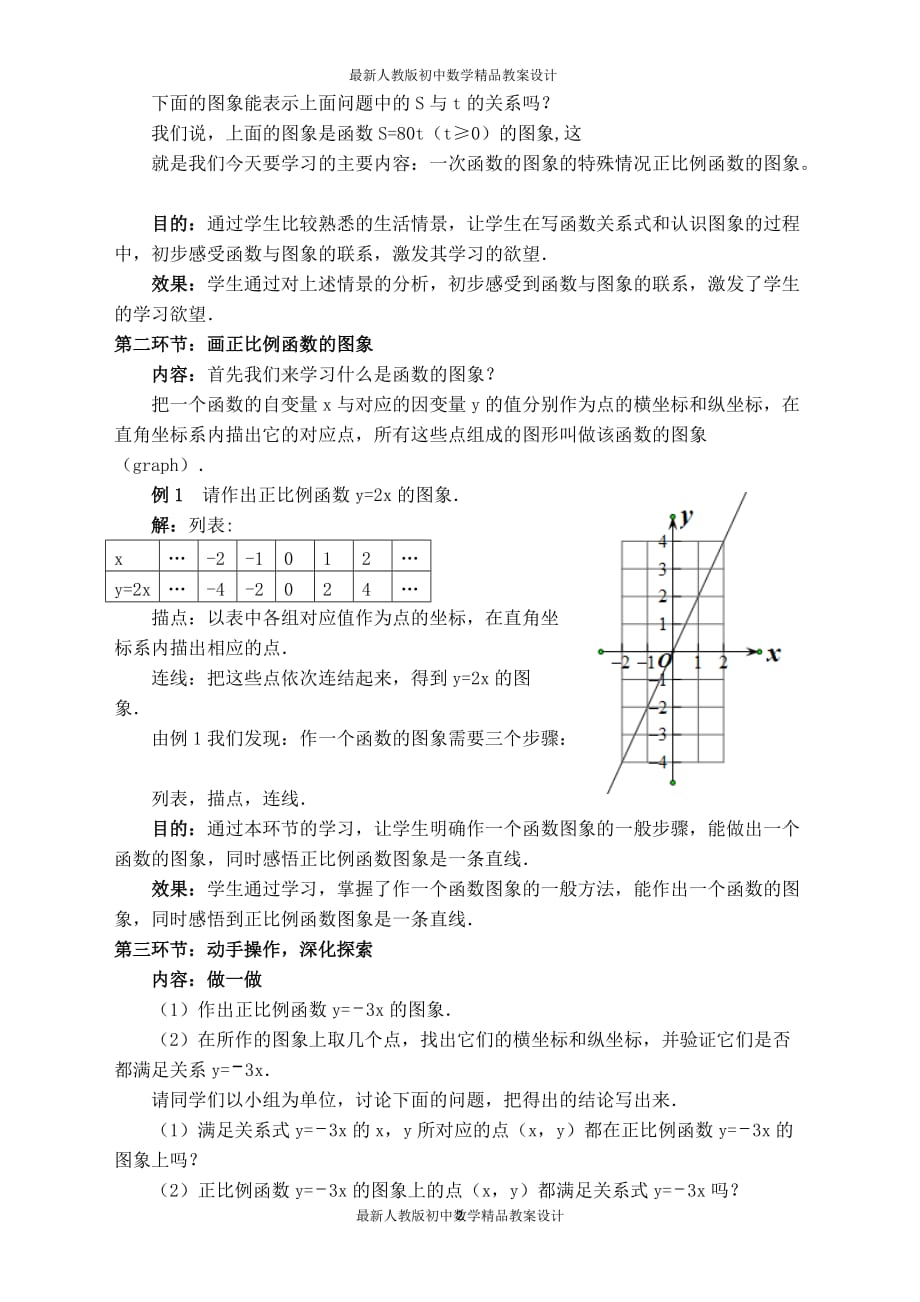 最新人教版初中八年级下册数学【教案】正比例函数的图象与性质_第2页