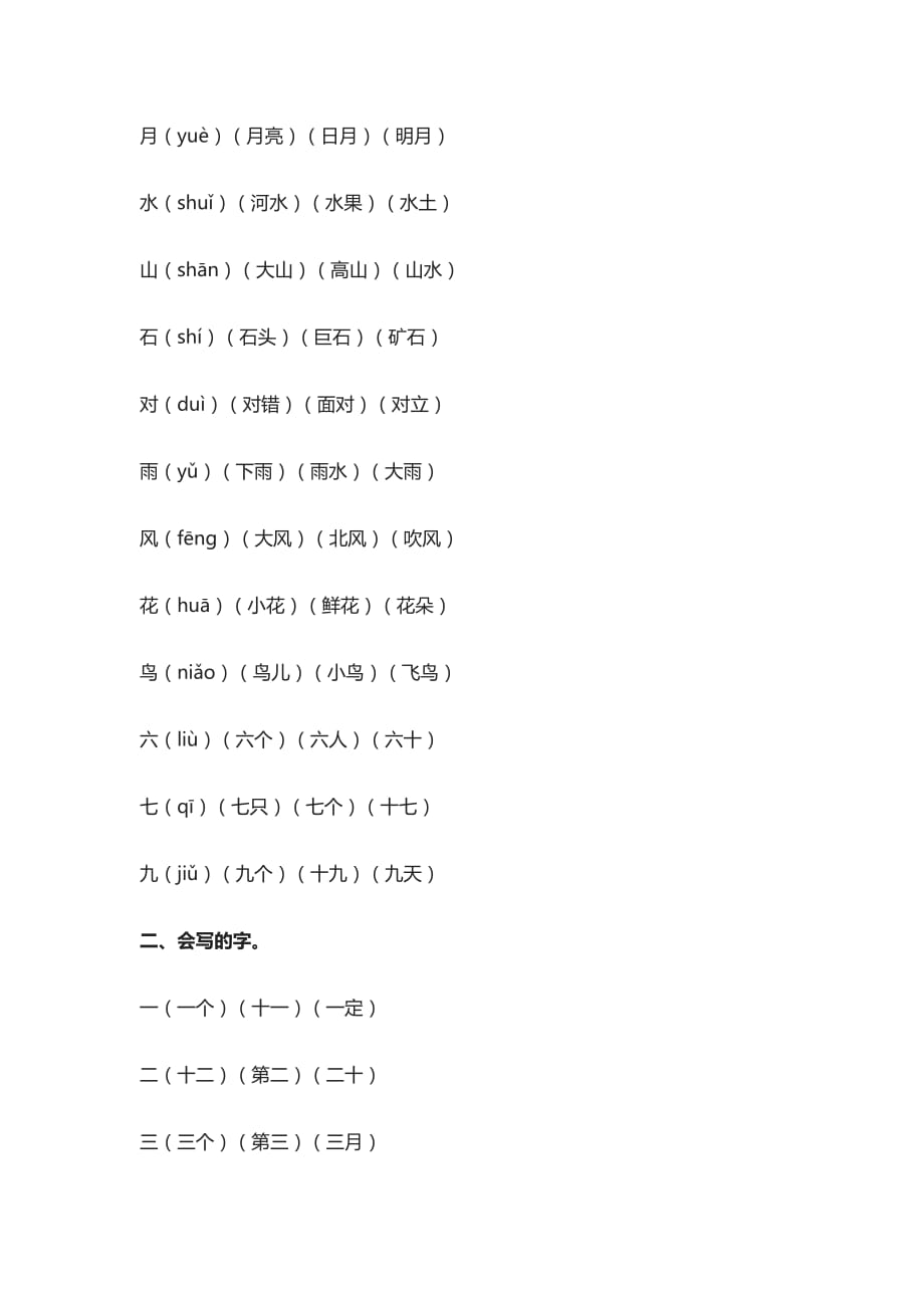 部编版一年级上册语文第一单元知识整理(全)_第2页