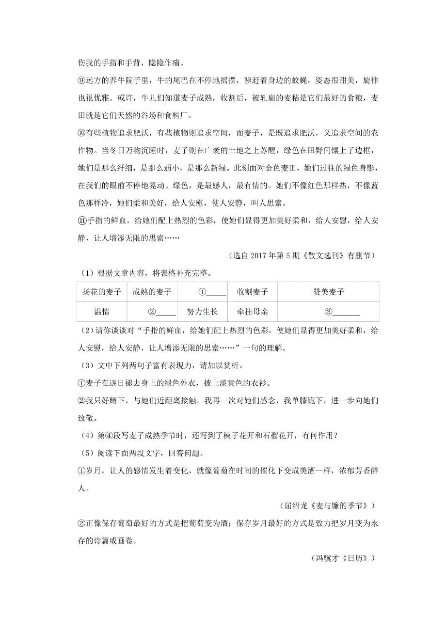 安徽省2020年中考语文全真模拟试卷（二）（含解析）_第5页