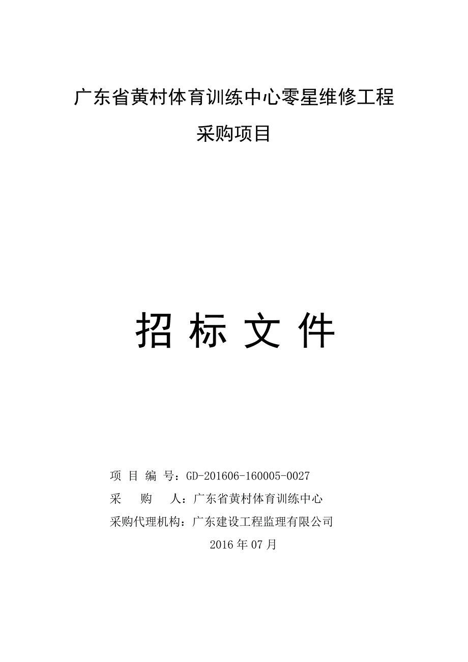 体育训练中心零星维修服务工程公开招标文件_第1页