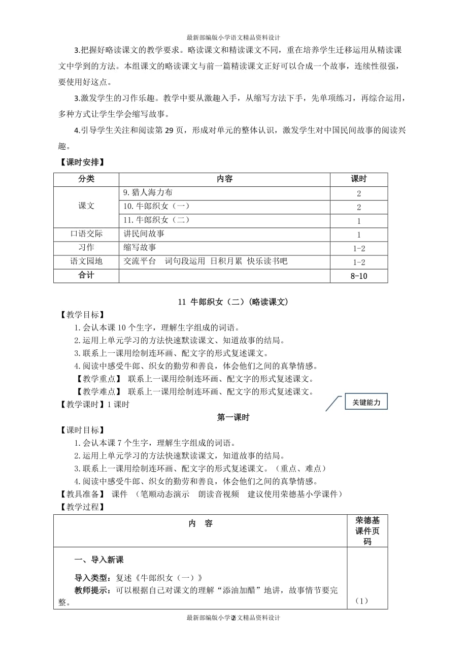 最新部编版小学五年级上册语文11.牛郎织女（二）（教案）_第2页