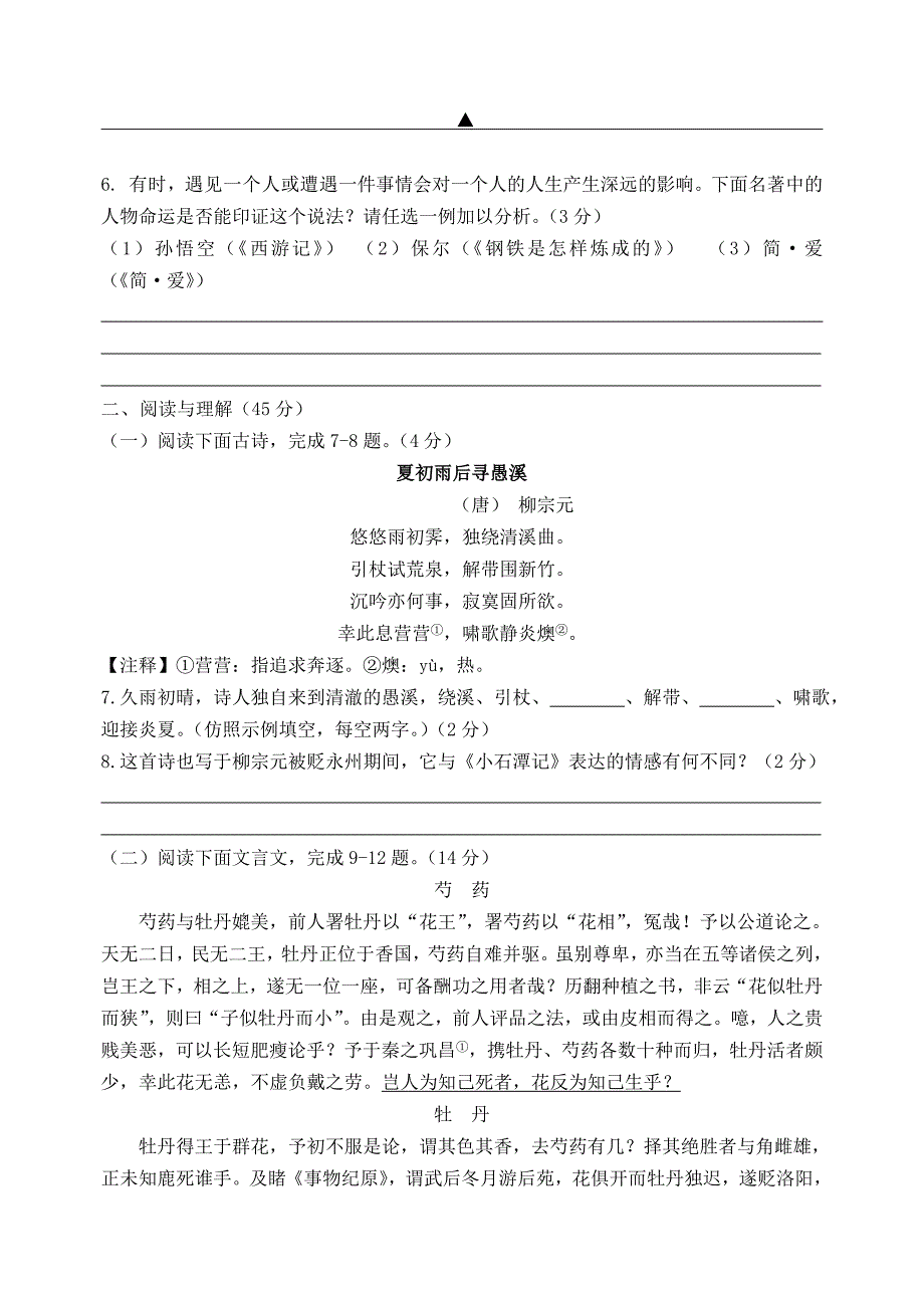 广西河池市2020年中考语文模拟卷_第2页