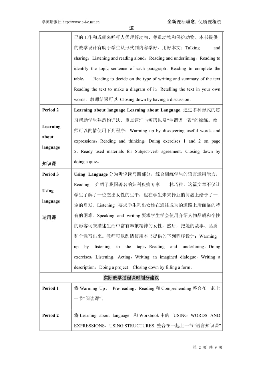 人教版高中英语必修4第一单元教案.doc_第2页