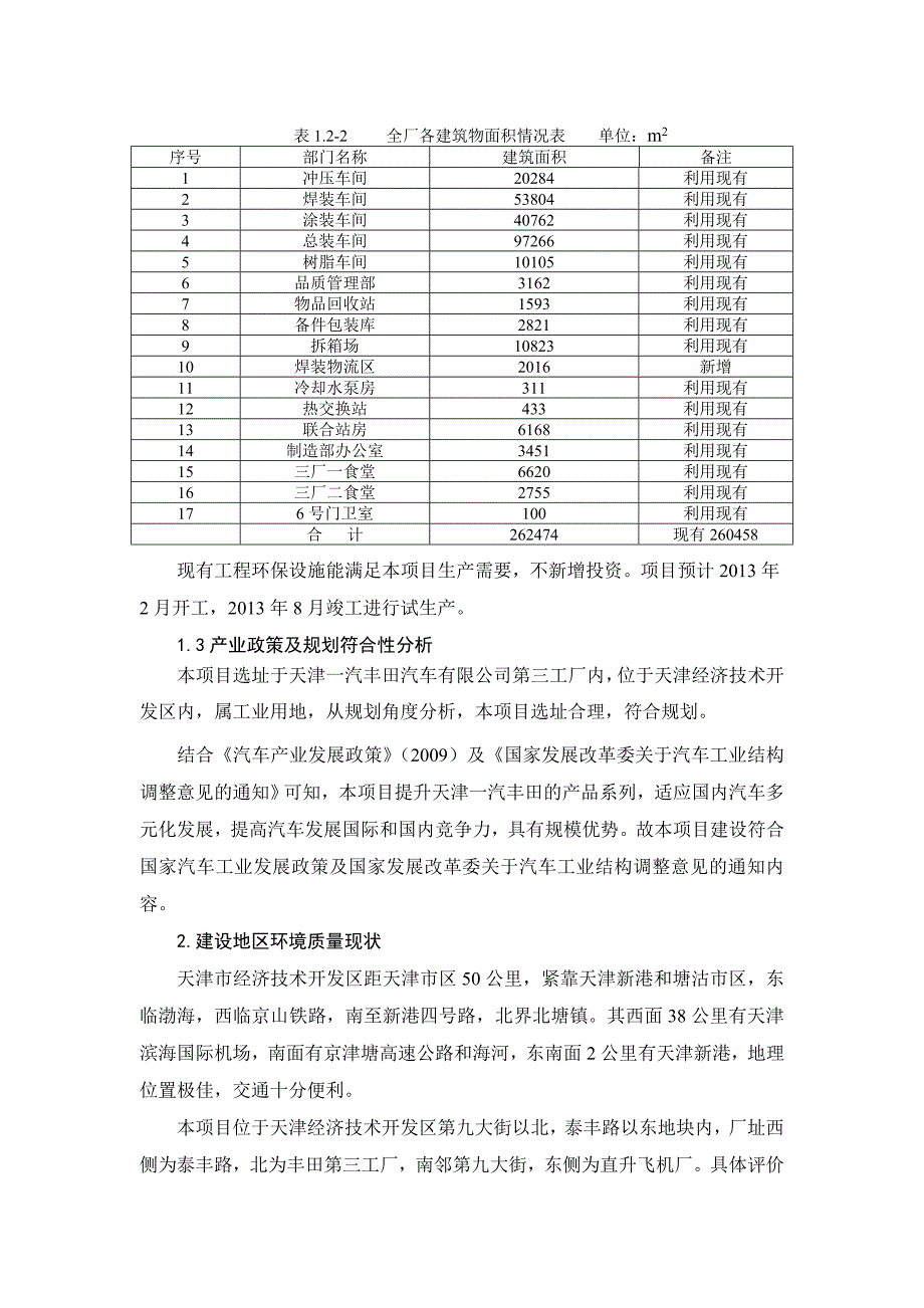 天津一汽丰田汽车有限公司新威驰(391A)项目报告书简本_第3页