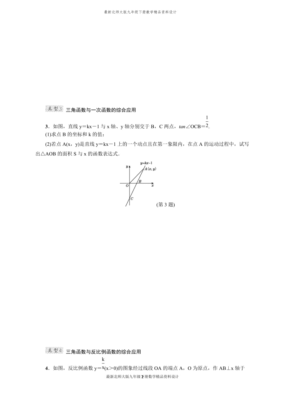 最新北师大版九年级下册数学专训6 三角函数在学科内的综合应用_第2页