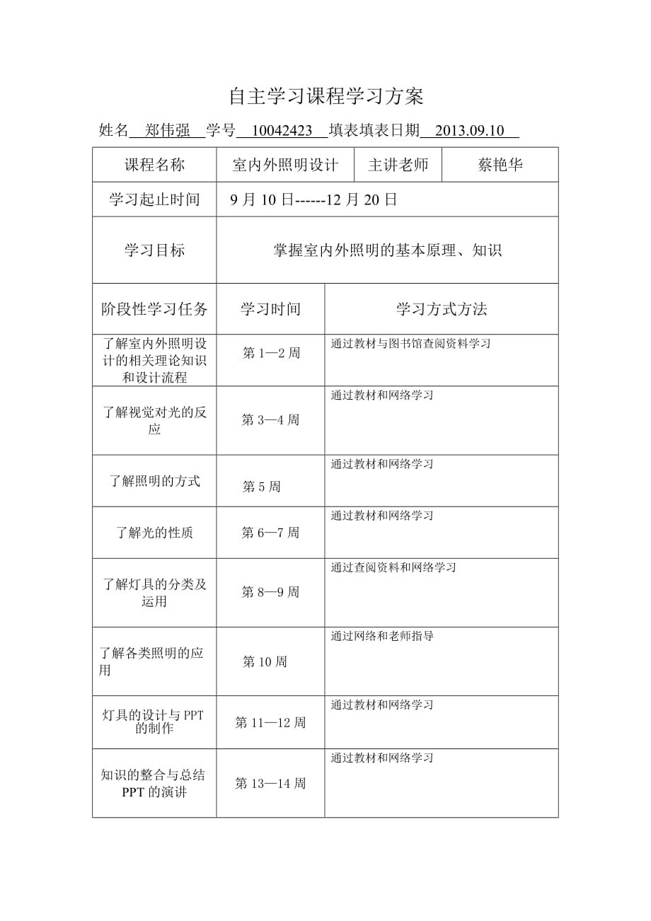 自主学习课程学习方案_第1页