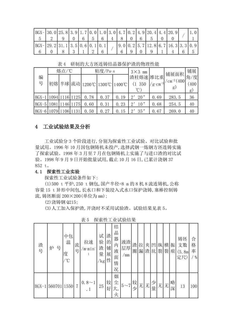 大方坯连铸结晶器保护渣的研制_第4页