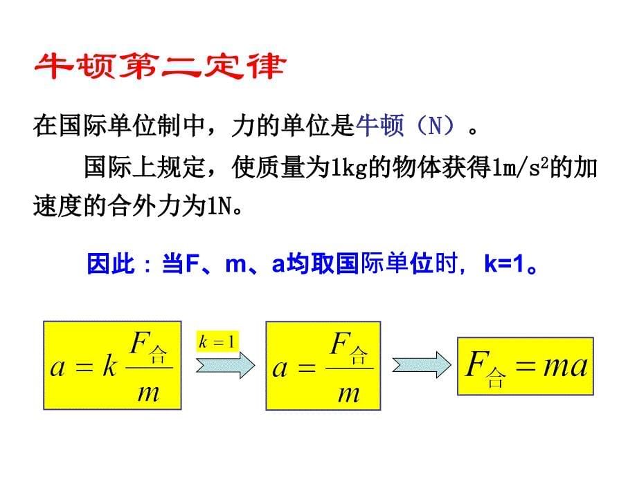 广东省高一人教物理必修一课件4.3牛顿第二定律教学课件_第5页