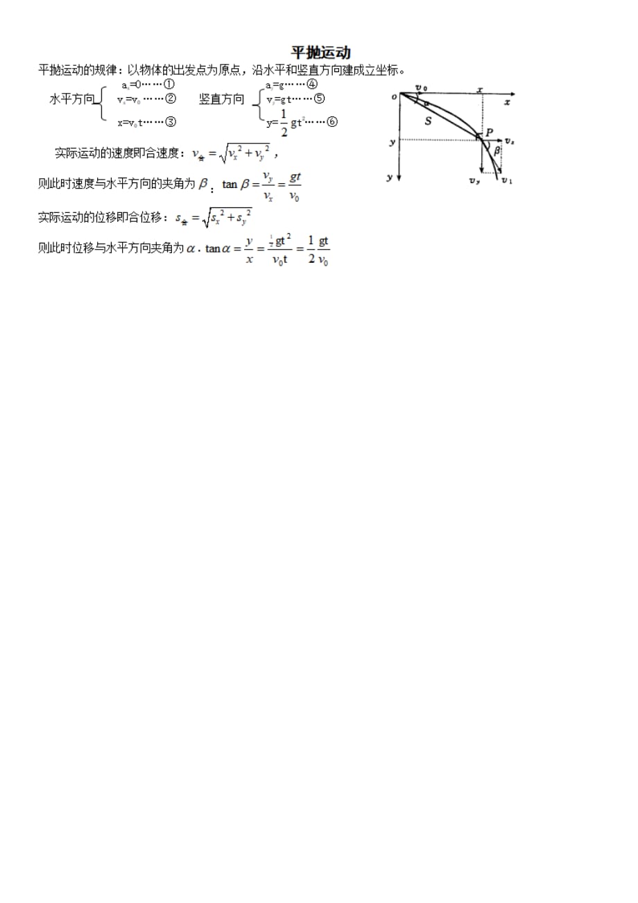 2018高一物理上册期中复习资料：平抛运动_第1页