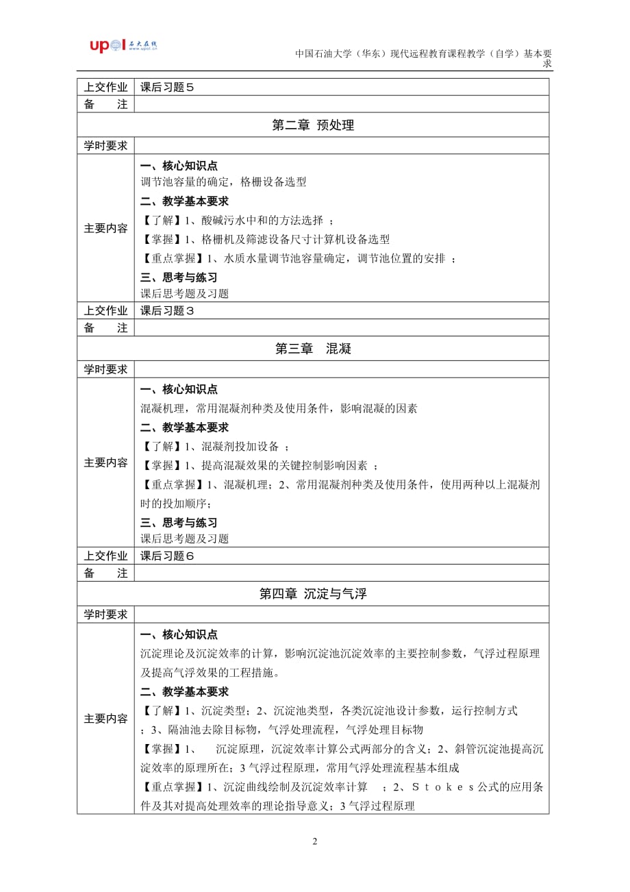 《工程流体力学》课程教学(自学)基本要求_第2页