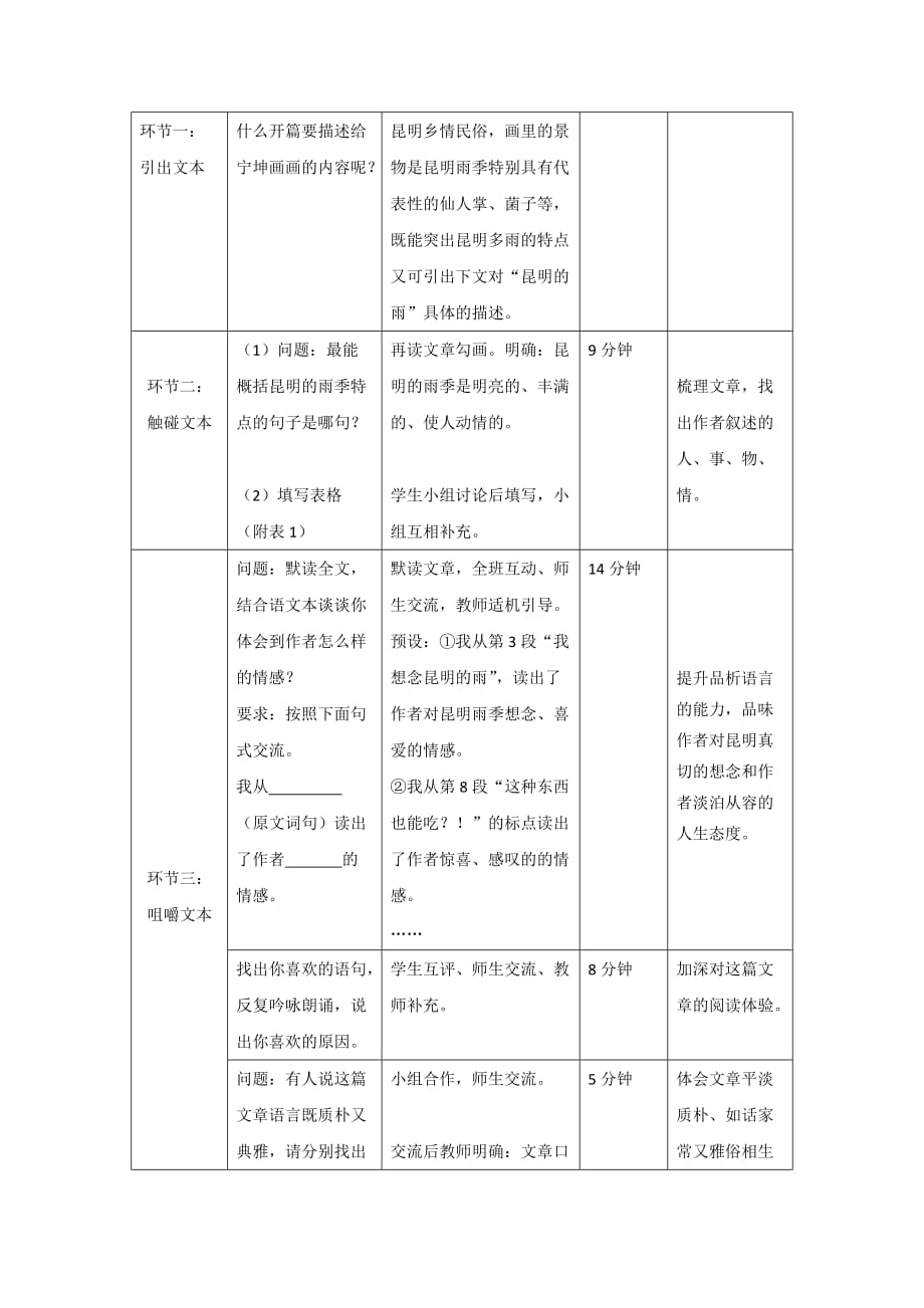 初中语文八年级上《昆明的雨》精品教案_第3页