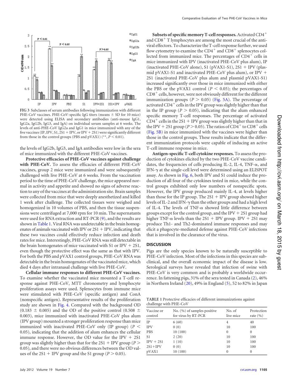 2012 Comparative Evaluation of Two Hemagglutinating Encephalomyelitis Coronavirus Vaccine Candidates in Mice_第4页