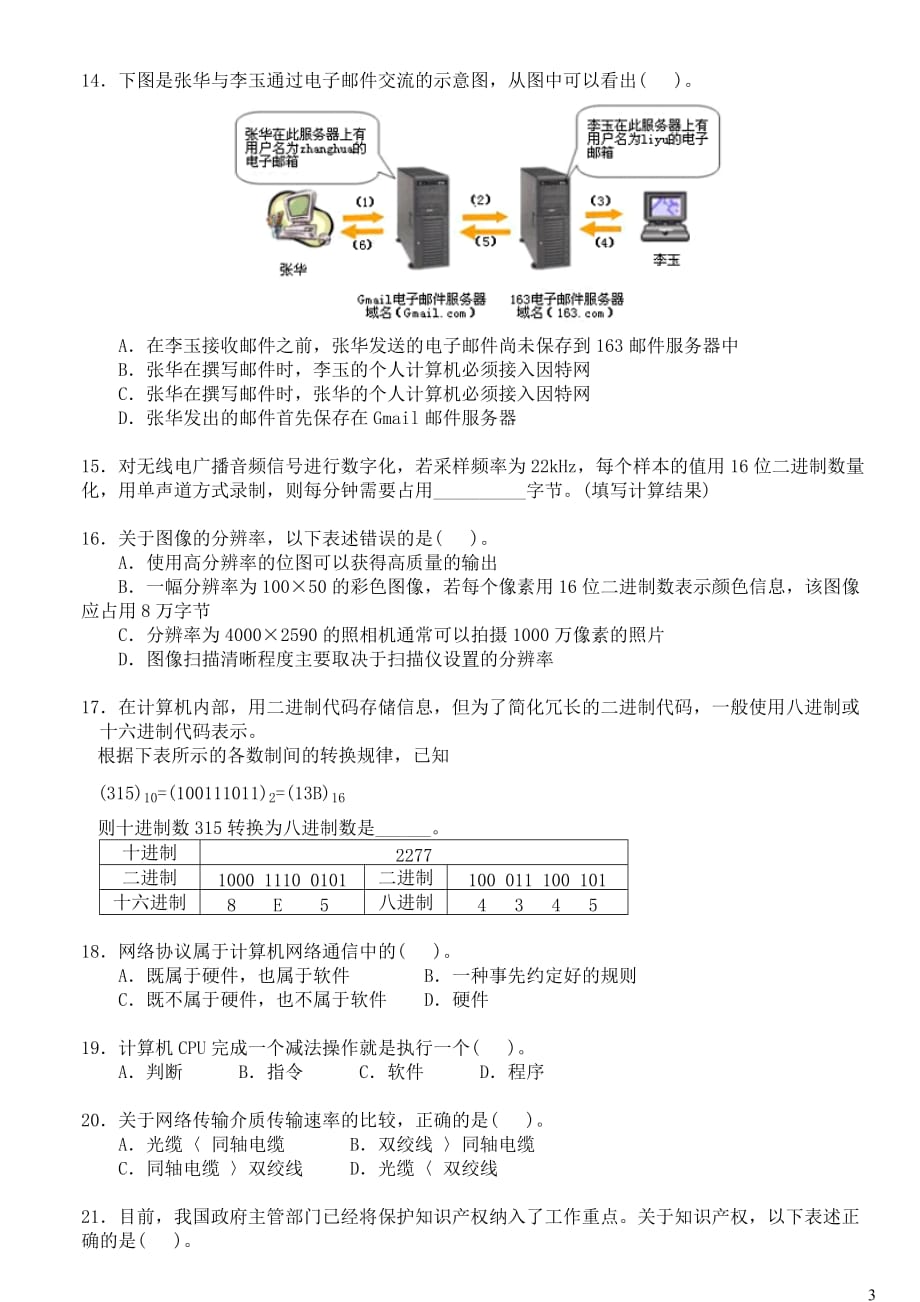 上海全国高中学业水平考试《信息科技》试卷_第3页