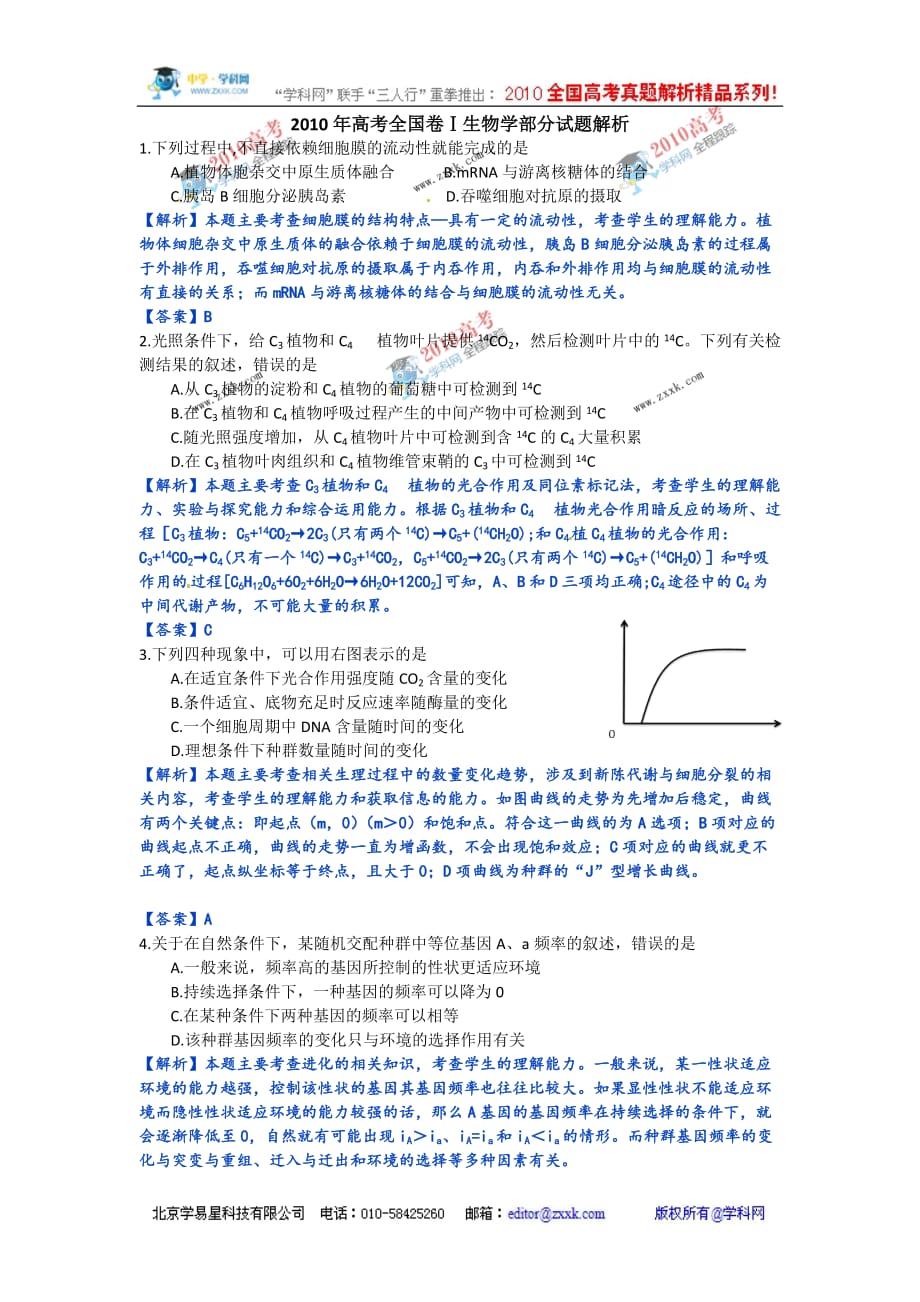 全国高考(全国I卷)真题完全解析(生物)_第1页