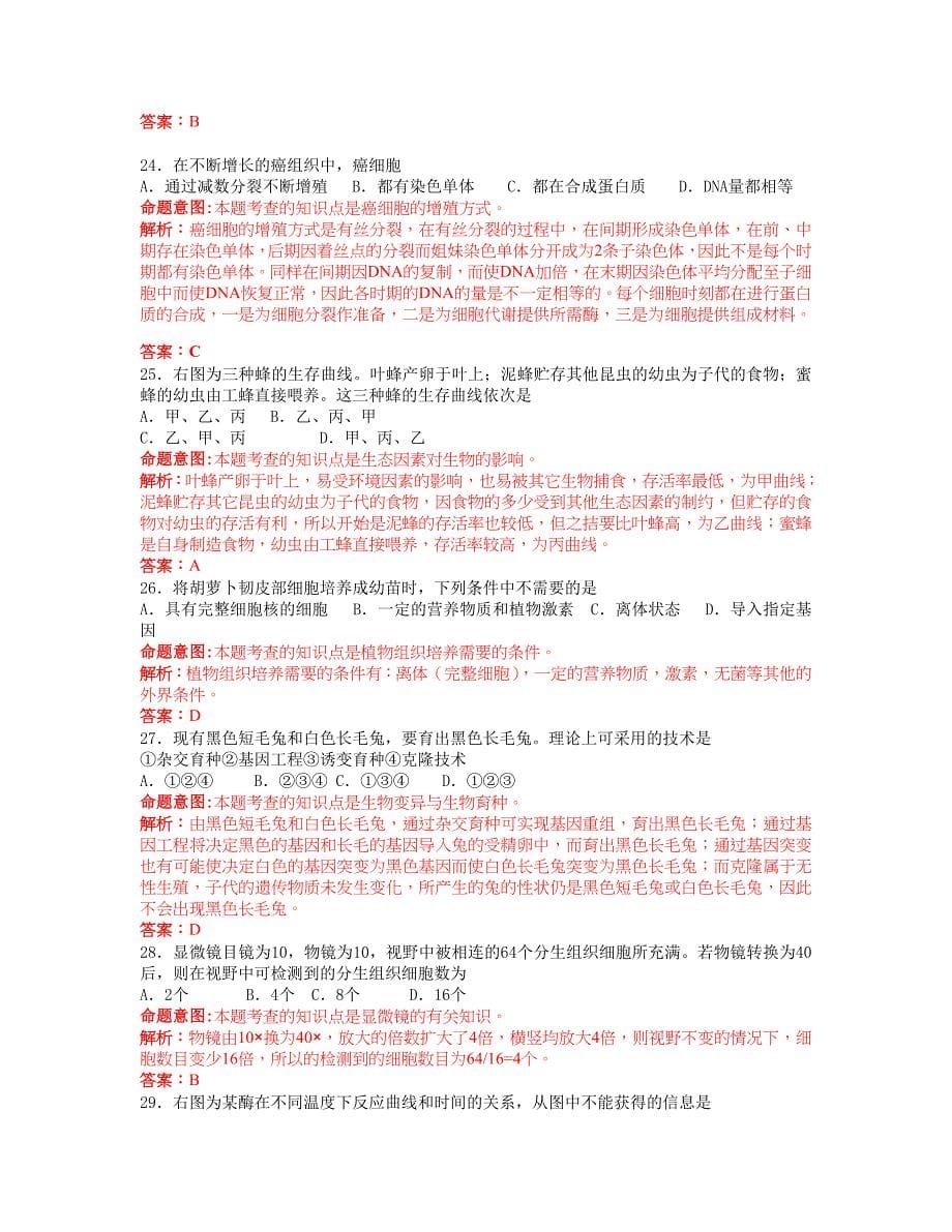 最给力上海全国高考生物试题_第5页