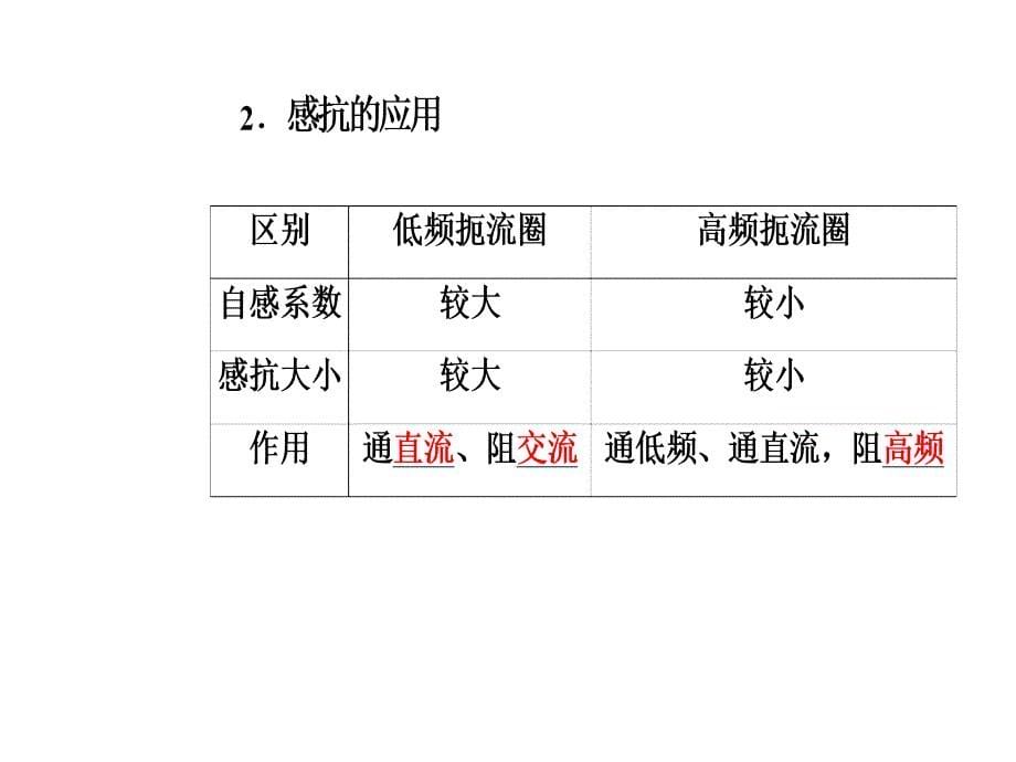 高中物理选修32人教课件第五章3电感和电容对交变电流的影响_第5页