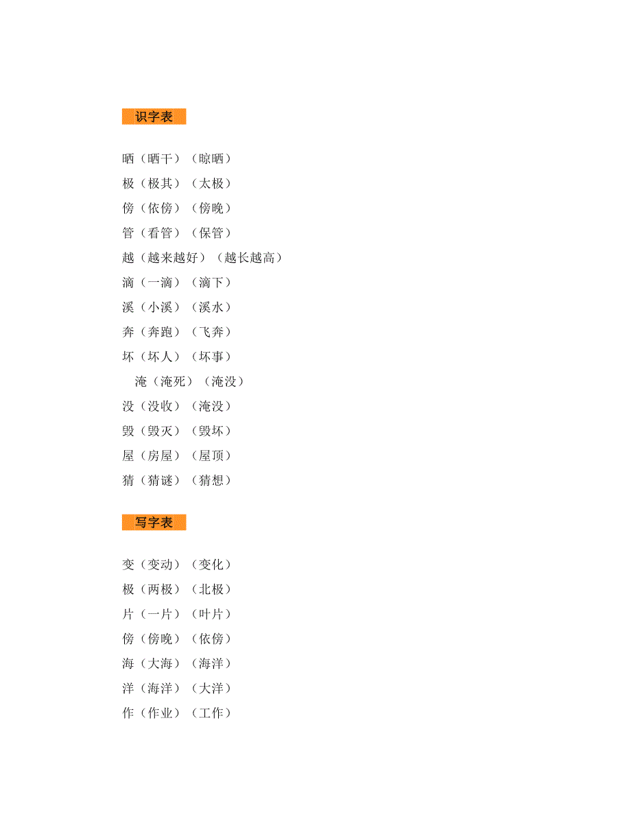 2018秋部编人教版二年级语文上册识字表+写字表生字组词_第2页