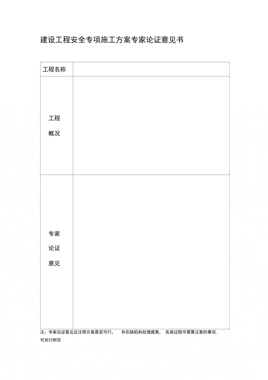 建设工程安全专项施工方案专家论证意见书_第1页