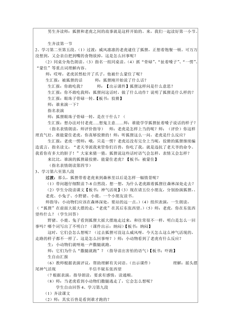 刘丽维语文《狐假虎威》教师教学案_第3页