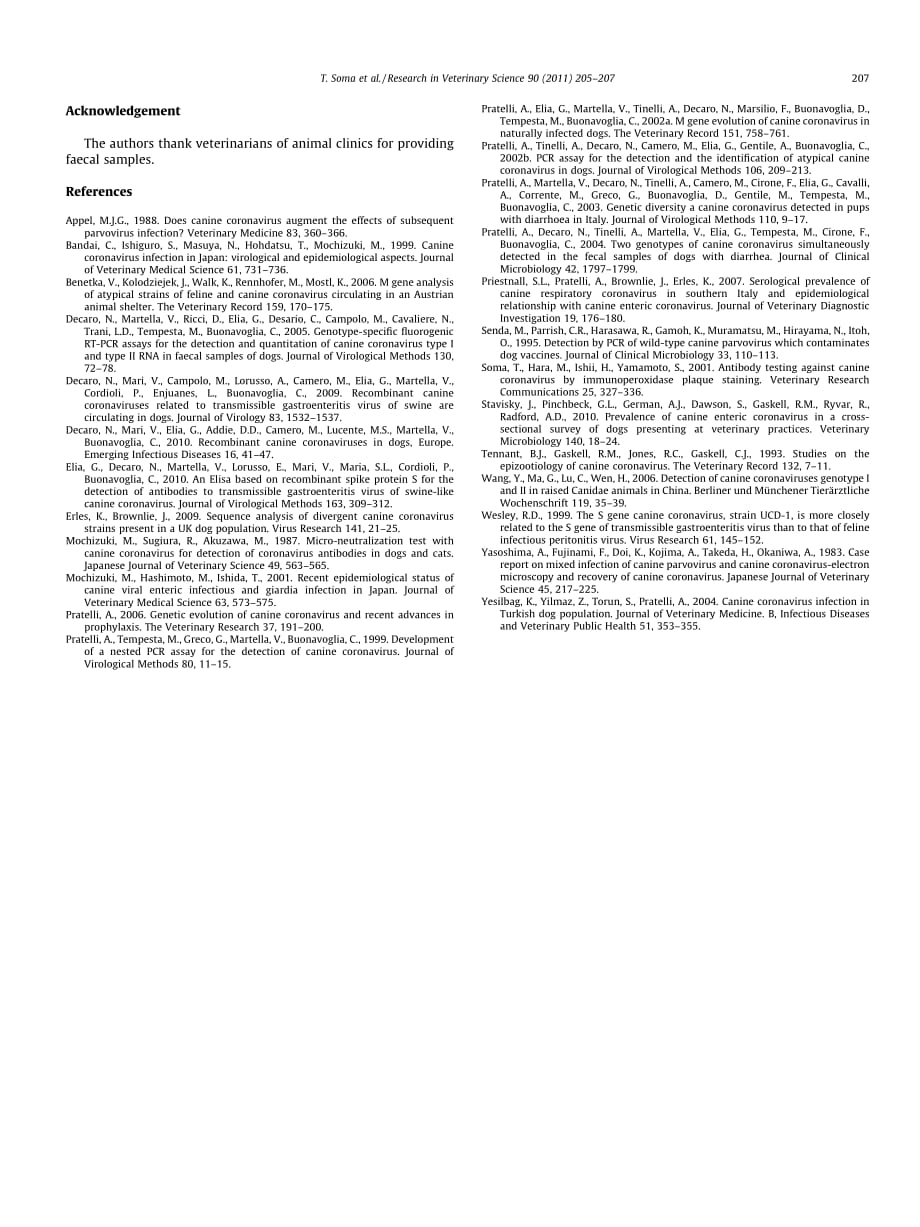 2011 Detection and genotyping of canine coronavirus RNA in diarrheic dogs in Japan_第3页