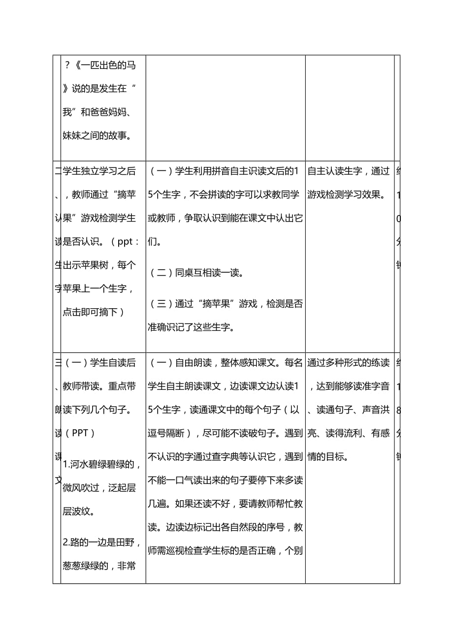 部编版小学语文二年级（下册）《一匹出色的马》（共2课时）教案._第4页