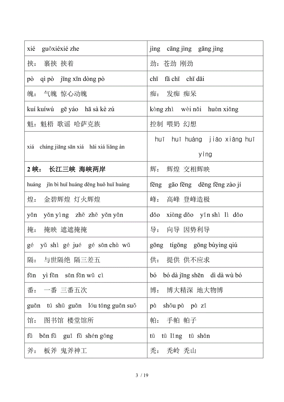 北京师范大学版小学五语文上册生字(注音组词)_第3页