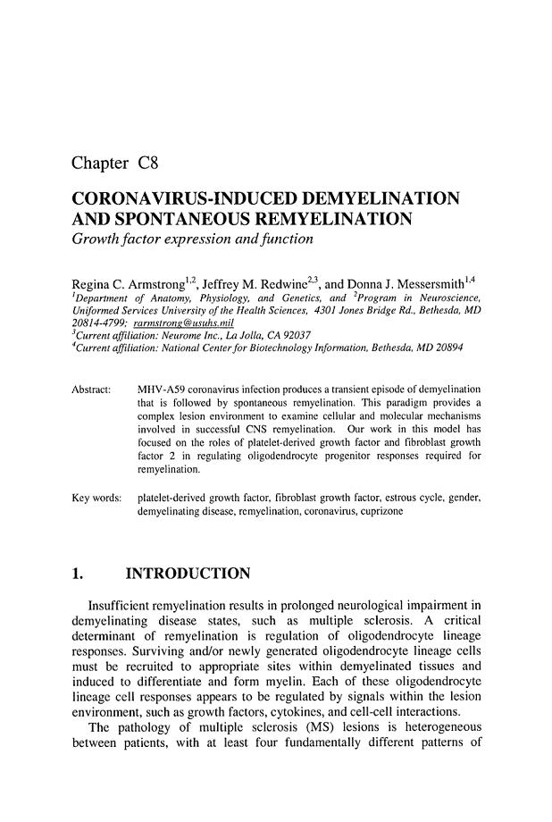 2005 Experimental Models of Multiple Sclerosis __ Coronavirus-Induced Demyelination and Spontaneous Remyelination